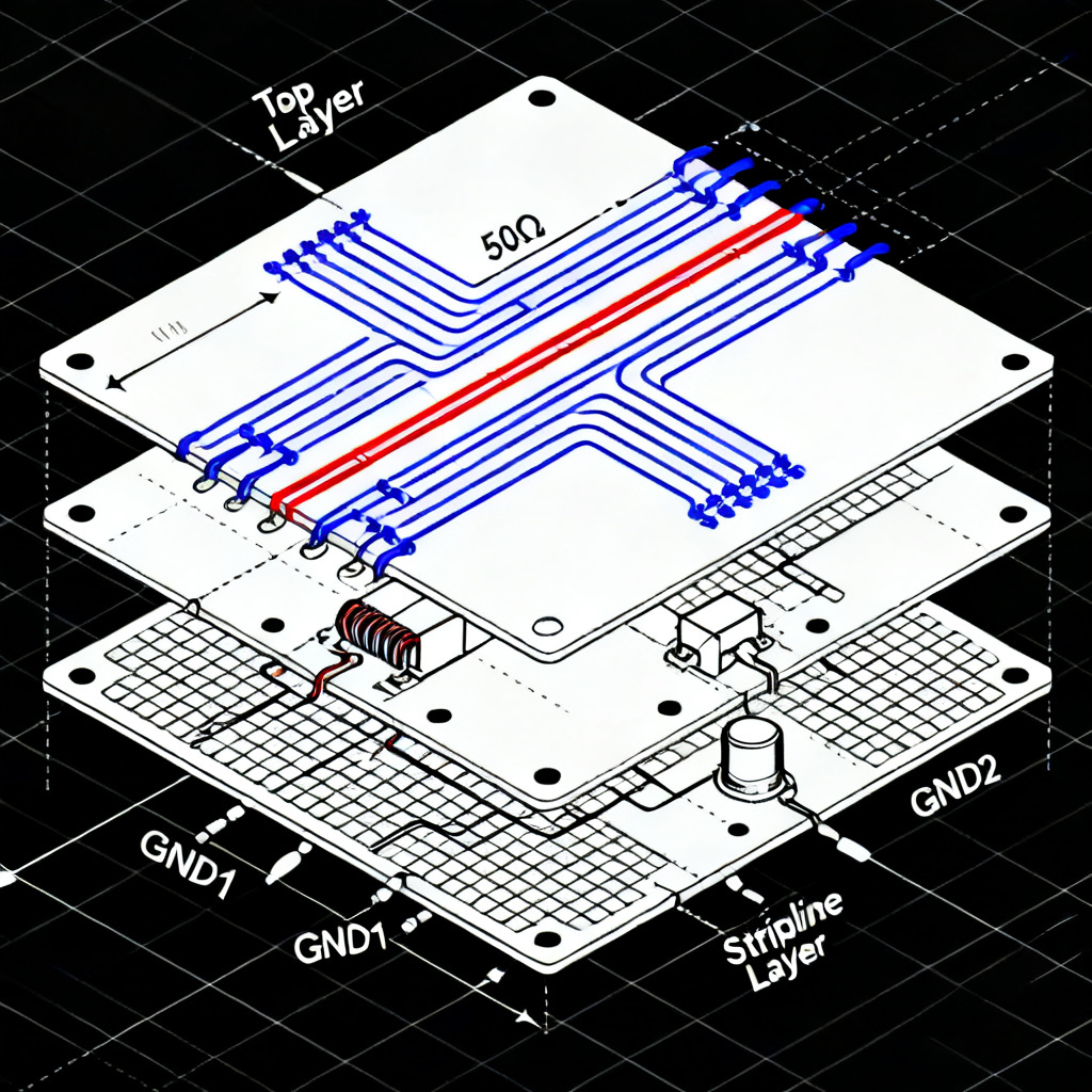 RF and microwave PCB design showing impedance control with microstrip and stripline transmission lines
