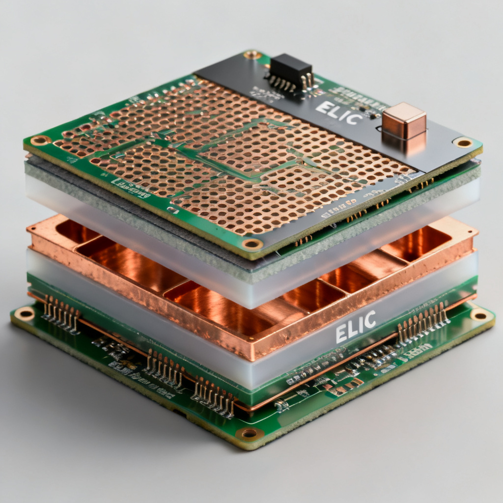 Any-Layer HDI PCB stackup showing stacked microvias and ELIC structure