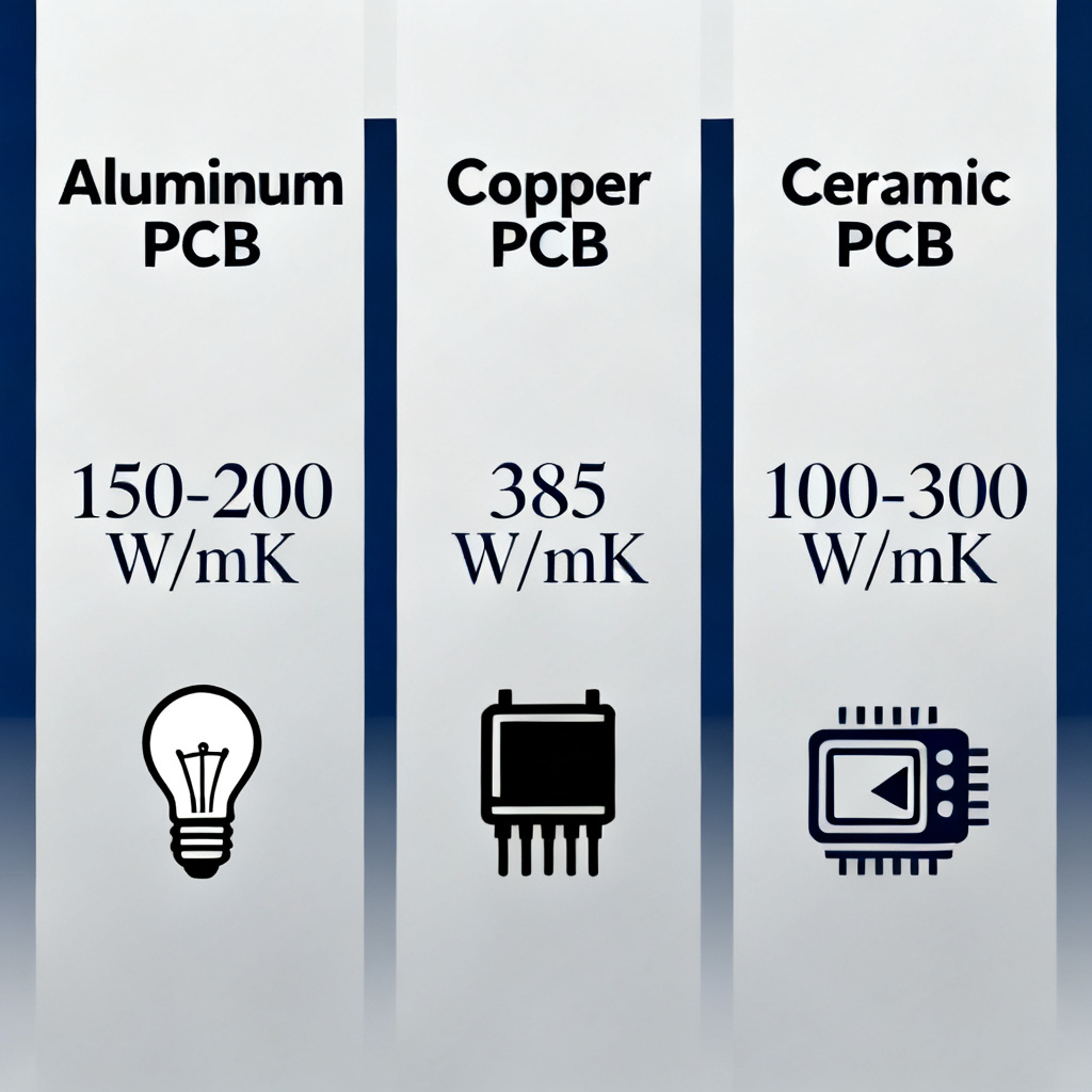 High Thermal Conductivity PCB selection guide comparing aluminum copper and ceramic options