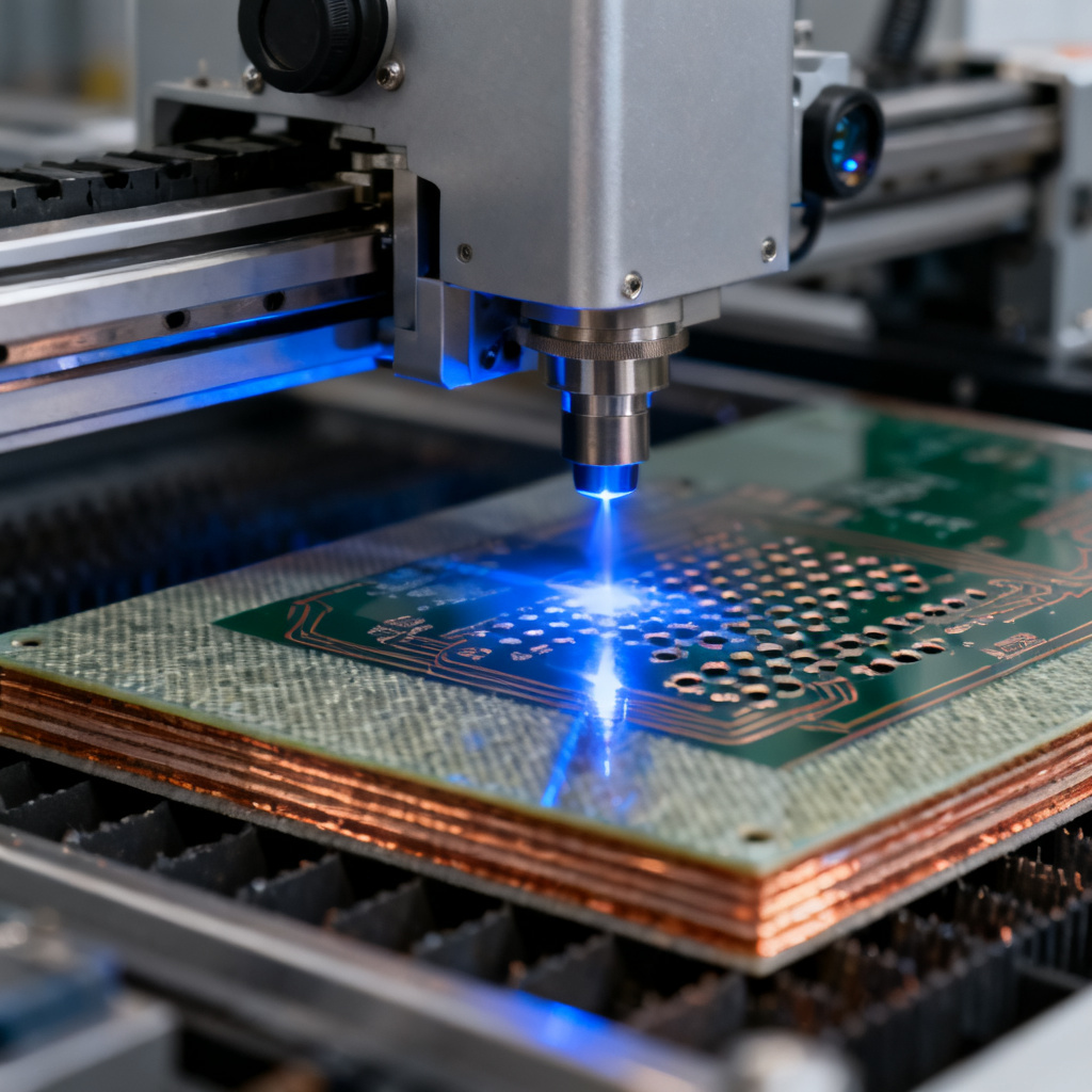 Laser drilling process for high aspect ratio PCB small hole fabrication