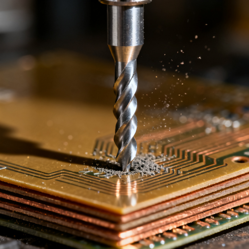 PCB small hole drilling with micro-drill bit for high aspect ratio boards