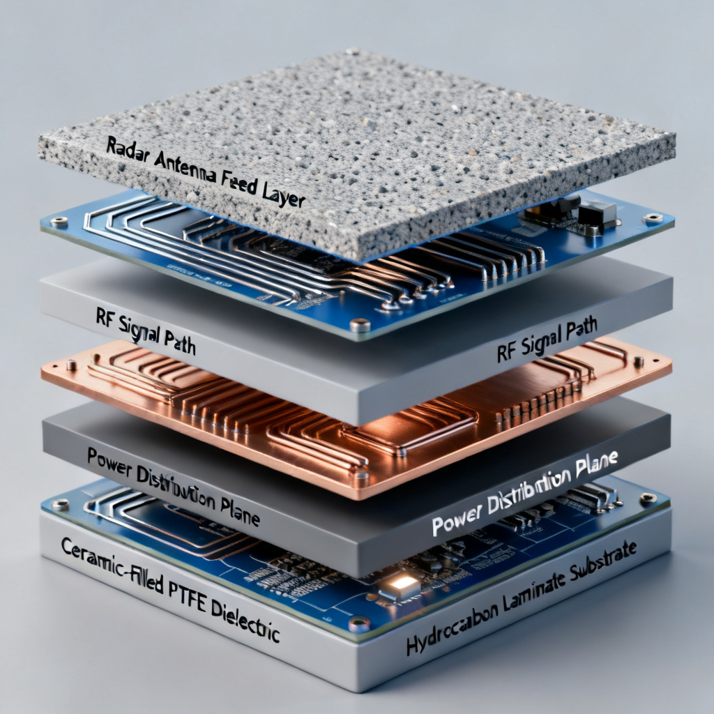 Phase-stable PCB materials for radar systems with advanced laminate structure