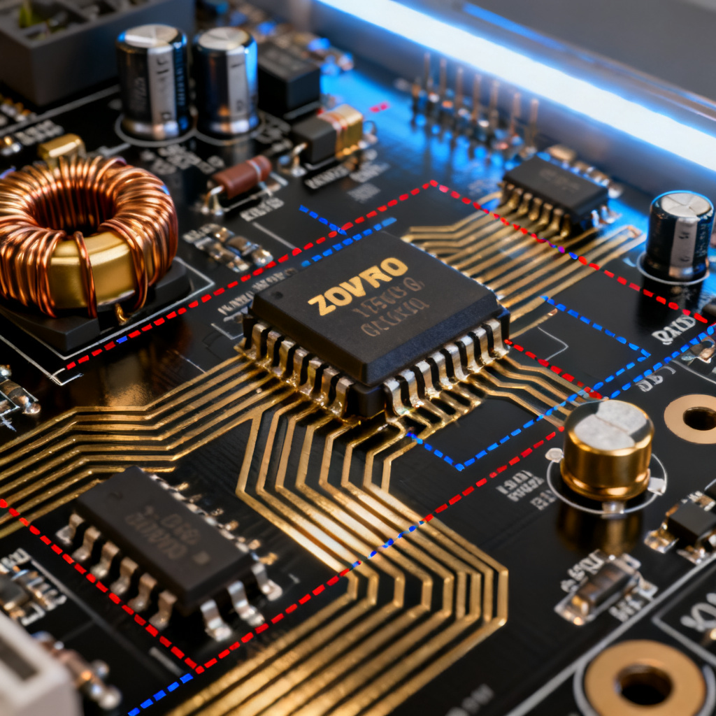 High Voltage PCB Design overview showing creepage and clearance paths on a multi-layer board